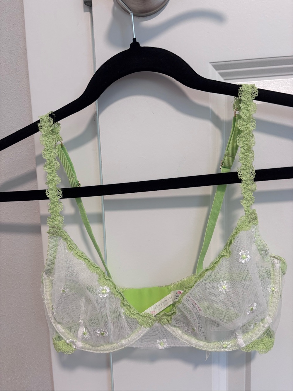 Free People Intimately Sheer Floral Lace Underwire Bra in Light Green 32D